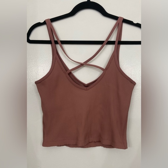 Vuori Ribbed Strappy Tank Top in Dusty Rose - Picture 2 of 4